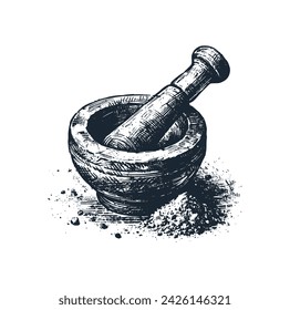 The Mortar and pestle vector illustration.