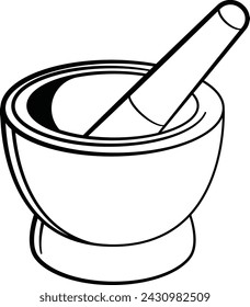 Mortar and Pestle vector illustrations in black and white