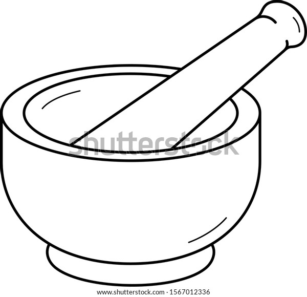 Mortar Pestle Vector Outline Icon Stock Vector (Royalty Free) 1567012336