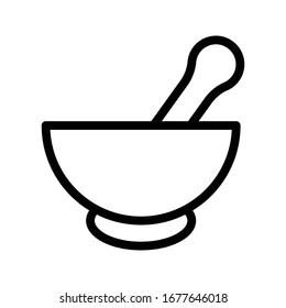 mortar pestle vector thin line icon 
