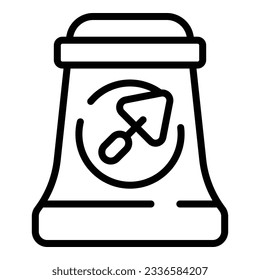 Mortar sack icon outline vector. Stone wall. Brick build