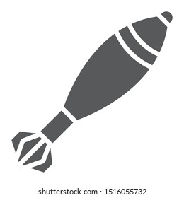 Mortar shell glyph icon, army and weapon, military bomb sign, vector graphics, a solid pattern on a white background, eps 10.
