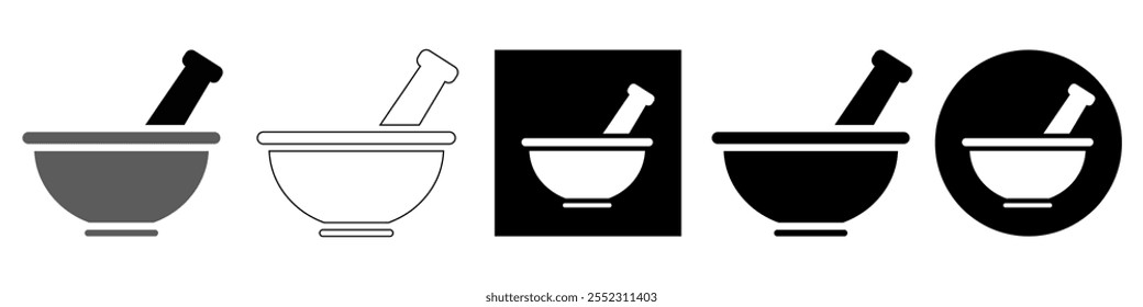 mortar stamper or Mortar and Pestle vector pictogram sign icon symbol ui and ux design, glyphs and stroke line