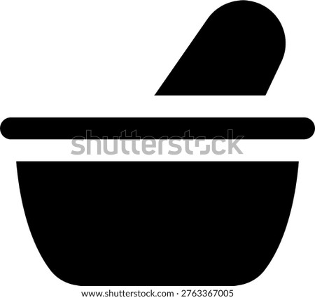 Mortar vector design in modern style, pharmacy mortar and pestle illustration for medication preparation and apothecary tools. Glyph Icon