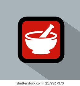 Mortar vector icon isolated. Equipment for herbal medicine icon or logo. Mortar and pestle icon vector sign and symbol for pharmacy or herbal logo design.