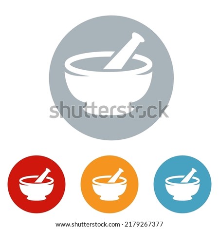 Mortar vector icon isolated. Equipment for herbal medicine icon or logo. Mortar and pestle icon vector sign and symbol for pharmacy or herbal logo design.