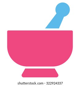Mortar vector icon. Style is bicolor flat symbol, pink and blue colors, rounded angles, white background.