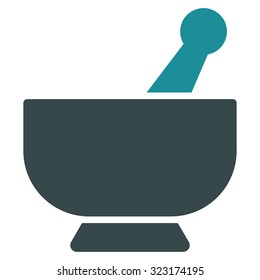 Mortar vector icon. Style is bicolor flat symbol, soft blue colors, rounded angles, white background.