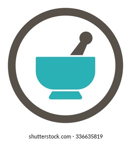 Mortar vector icon. Style is bicolor flat rounded symbol, grey and cyan colors, rounded angles, white background.