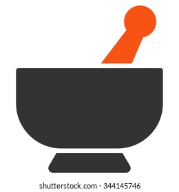 Mortar vector icon. Style is bicolor flat symbol, orange and gray colors, rounded angles, white background.