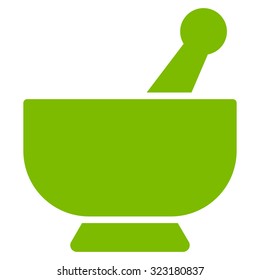 Mortar vector icon. Style is flat symbol, eco green color, rounded angles, white background.