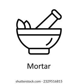 Ilustración de diseño de iconos del contorno del vector de mortero. Símbolo médico y de salud sobre fondo blanco archivo EPS 10