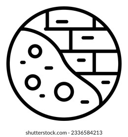 Vector de contorno de icono de mortero. Adulto local. Piedra de sitio
