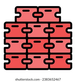 Vector de contorno de icono de mortero. Construcción de ladrillos. Color plano local de Trowel