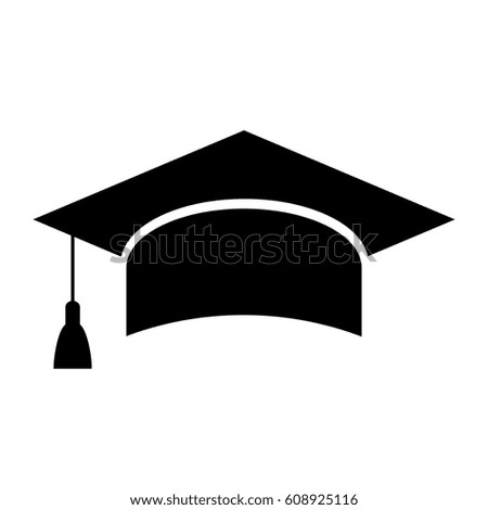 Mortarboard academic cap, education vector icon on white background
