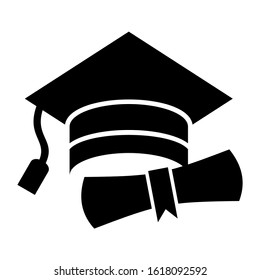 mortarboard and diploma icon isolated sign symbol vector illustration - high quality black style vector icons
