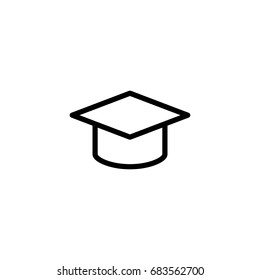 mortarboard, education, university, line black icon