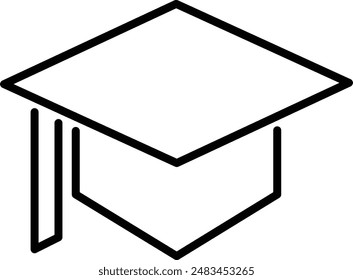 Mortarboard flat black vector icon.