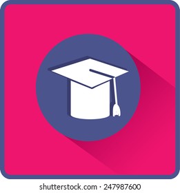 Mortarboard or Graduation Cap. Flat vector illustration