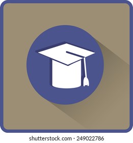 Mortarboard or Graduation Cap. Flat vector illustration