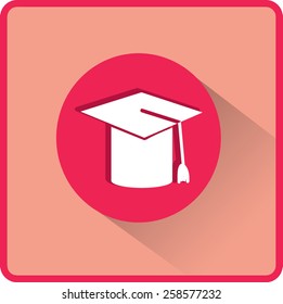 Mortarboard o Gorro de graduación. Ilustración vectorial plana