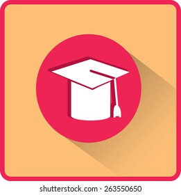 Mortarboard or Graduation Cap. Flat vector illustration