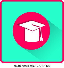 Mortarboard or Graduation Cap. Flat vector illustration