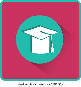 Mortarboard or Graduation Cap. Flat vector illustration