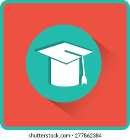 Mortarboard or Graduation Cap. Flat vector illustration