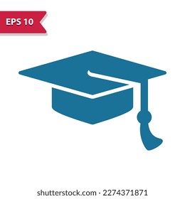 Mortarboard, Graduation Cap Icon. Professional vector icon, glyph style.