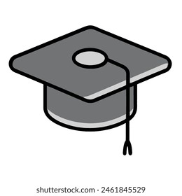 mortarboard or graduation hat illustration on white background.
