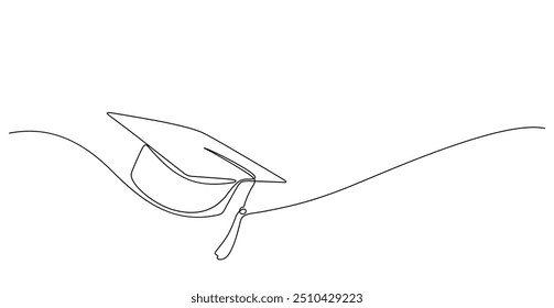 mortarboard graduação que um desenho de linha graduado conceito de educação ilustração e copiar decoração de espaço