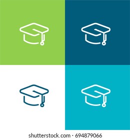 Mortarboard green and blue material color minimal icon or logo design