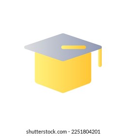 Mortarboard hat flat gradient two-color ui icon. Square bachelor graduation cap. Academic attire. Simple filled pictogram. GUI, UX design for mobile application. Vector isolated RGB illustration