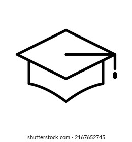Mortarboard icon. Academic cap, graduation symbol. Pictogram isolated on a white background. Vector illustration.