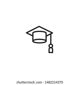 Mortarboard icon. Academic graduation cap vector icon isolated on white background. Education Symbol Trendy Flat style for graphic design, Web site, UI. EPS10. - Vector illustration