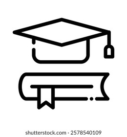 Mortarboard Icon in Line Style