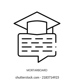 mortarboard icon. Linear style sign isolated on white background. Vector illustration