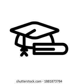 mortarboard icon or logo isolated sign symbol vector illustration - high quality black style vector icons
