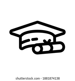 mortarboard icon or logo isolated sign symbol vector illustration - high quality black style vector icons
