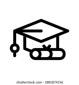 mortarboard icon or logo isolated sign symbol vector illustration - high quality black style vector icons
