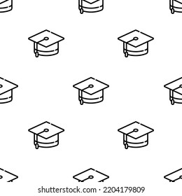 mortarboard icon pattern. Seamless mortarboard pattern on white background.