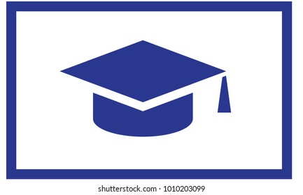 mortarboard icon vector blue color