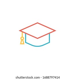 mortarboard icon vector illustration. mortarboard icon line color style