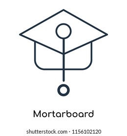 Mortarboard icon vector isolated on white background, Mortarboard transparent sign , thin symbols or lined elements in outline style