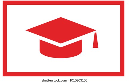 mortarboard icon vector red color