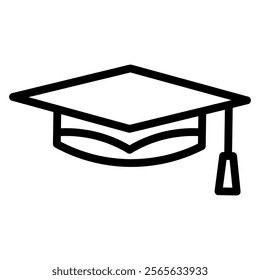 Mortarboard icons in line style. Related with education, academic subjects and more.