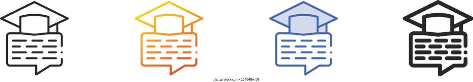 mortarboard icon.Thin Linear, Gradient, Blue Stroke and bold Style Design Isolated On White Background