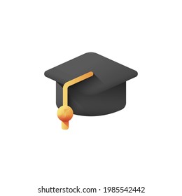 mortarboard  isolated on white background realistic vector illustration