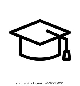 Mortarboard line icon. Simple vector symbol used for school, travel, or education themes. Clean linear design, Thin stroke design, isolated on white.